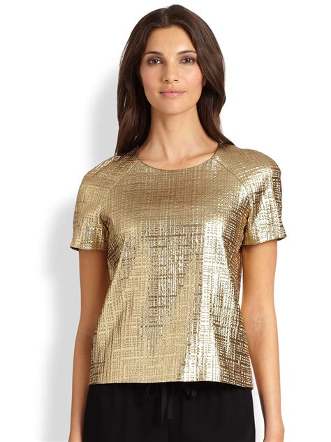 women's dressy metallic gold tops